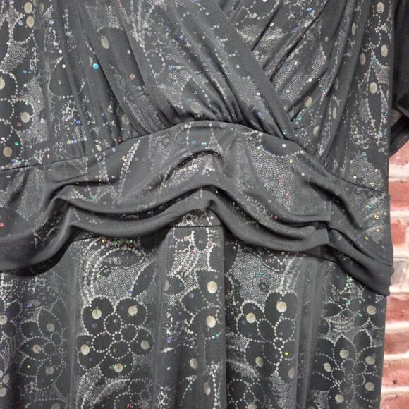 Studio 1940 Floral Dress 22W | Vintage Y2K Handkerchief Hem Layered Black Boho - Picture 5 of 8